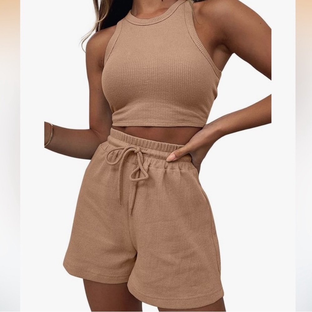 Waffle Tank & Shorts Lounge Set